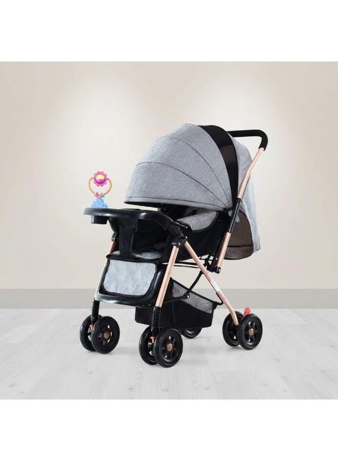 عربة طفل واحدة ثنائية الاتجاه-تواجه الوالدين والعالم ، امتصاص الصدمات ممتازة ، مظلة ومقعد كبيرة للغاية ، ووضع قابل للاستلقاء والجلوس ، يد واحدة سهلة الطي ، سلة تخزين واسعة ، سهلة التفكيك والتنظيف - Image 1